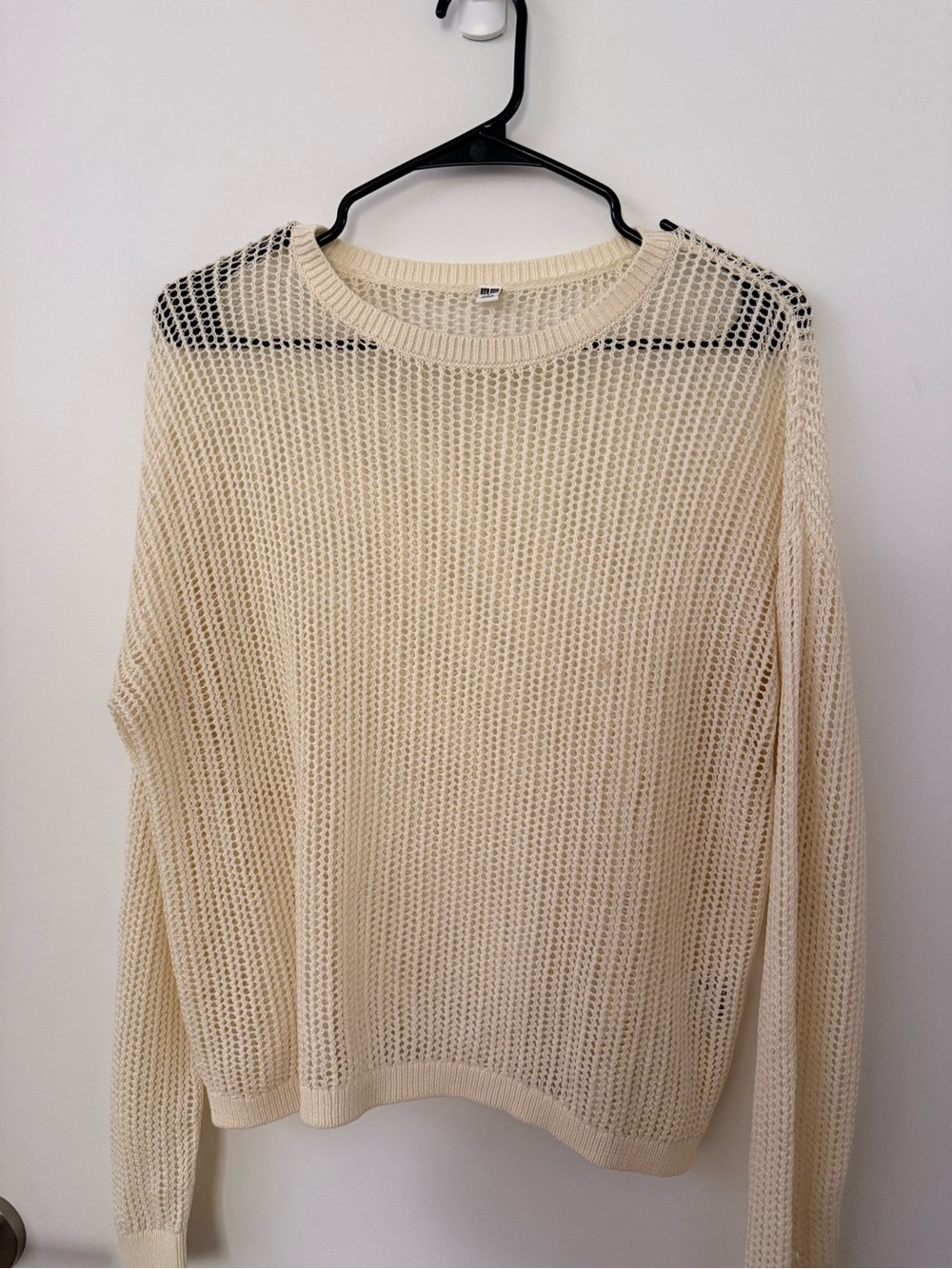 Uniqlo Cream Open-Knit Crewneck Sweater